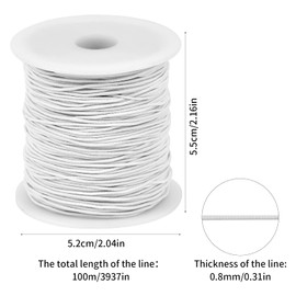 0.8 mm Elastic Thread, 100 m Jewellery Making Cord, Stretch Cord, Bead Thread, Rubber Cord, Braided Nylon Thread, Bead Cord, Round Elastic Band, Beading Thread for DIY Bracelets (White)