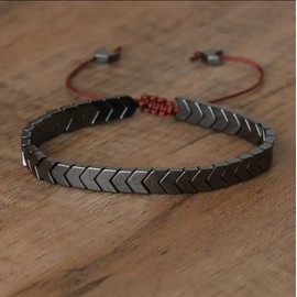 Unbranded Hematite Bracelet 6.5" - 8.5" Natural Black Adjustable Healing Men Women Reiki