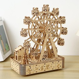 3D Wooden Puzzles for Adults 183pcs LED Light Music Ferris Wheel DIY Wooden Assembly Kit for Teens Kids Home Decor