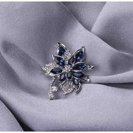 Blue Crystal Brooch Pins Fancy Vintage Style Rhinestone Flower Brooches Jewelry Gift for Women, girls, ladies (Blue Brooch 1)