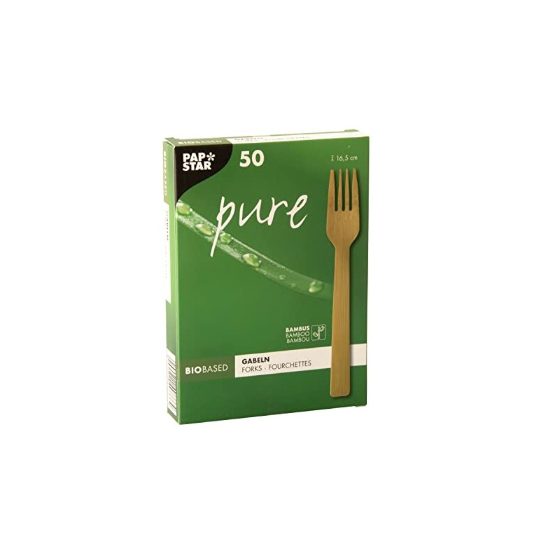 PAPSTAR Gabeln, aus Bambus Pure 16,5 cm Natur 88030 Bambusgabeln