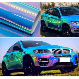 ASENDIWAY Holographic Rainbow Chrome Car Adhesive Vinyl Wrap Gloss Decal Sticker Film Sheet Air Bubble Free DIY Vinyl