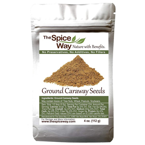The Spice Way Caraway Seeds - Ground | 4 oz | key ingredient in harissa, great for rye bread, pickles, sauces and spice blends.