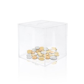 Piggy Bank Large Transparent Piggy Bank Acrylic Money Box Not to Open Piggy Bank for Adults Children 15 x 15 x 15 cm