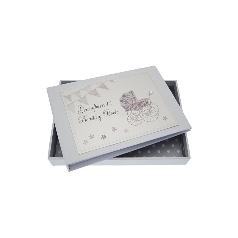 White Cotton Cards Grandparent's Boasting Book Tiny Album (Silver Pram