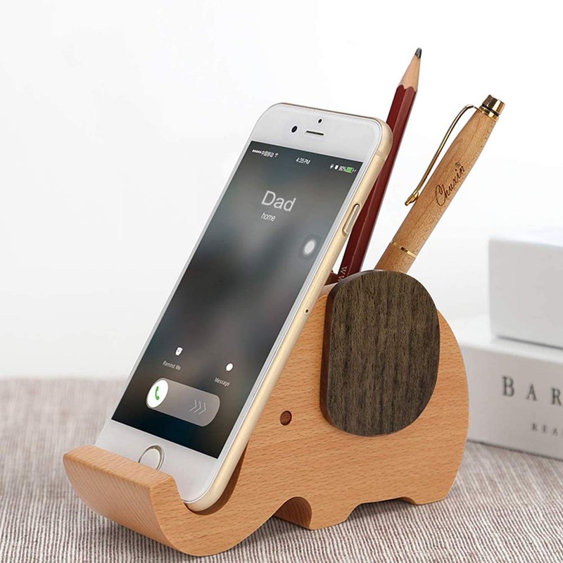 Pen Stand, Wooden Pen Holder, Stylish, Pentate, Natural Wood, Solid