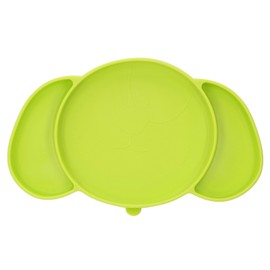 Kids Divided Plates Safe Silicone Foldable Prevent Slipping Toddler Suction Plates for Babies and Toddlers Green