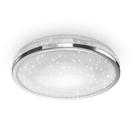 B.K.Licht - LED Ceiling Light with Starry Sky, Neutral White Light Colour, 15 Watt, 1500 Lumens, LED Ceiling Light, LED Lamp, Living Room Lamp, Bedroom Lamp, Kitchen Lamp, 32.9 x 6 cm, Chrome