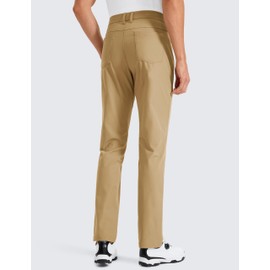 CRZ YOGA Men's All Day Comfy Golf Pants with 5-Pocket 32" Quick Dry Lightweight Casual Work Stretch Trousers Khaki Sand 34W x 32L
