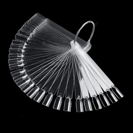 50-Piece Nail Swatches Sticks in Transparent, Professional Nail Colour Display Sticks, Nail Samples Sticks with Metal Buckle, Detachable Practice Nails Sticks for Beginner, Nail Display for Salon