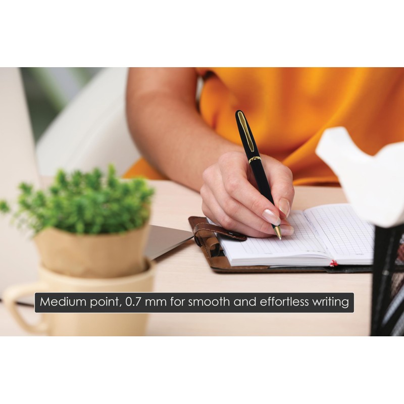 Better Office Products Executive Black Gel Pen, 2 Pack, Classic