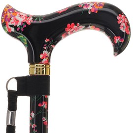 Royal RC Canes Adjustable Derby Walking Stick for Men and Women – Folding Lightweight Aluminum Cane with Stylish Blooming Floral HD Pattern – Designer Fashionable Walking Cane for Daily Use