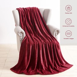 TASTHROW Burgundy Cuddly Blanket, Fluffy Blanket, Fleece Blanket, 130 x 150 cm, Cuddly Soft Warm Blankets, Sofa Blanket for Room Decoration, Living & Cuddly Blankets