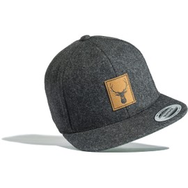 Cap Deer (Leather Patch) Outdoor Cap Men's Flexfit Snapback - Cap Men & Women - Climbing Equipment Hiking Accessories, gray