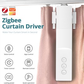 Blindsmart Tuya Zigbee Smart Curtain Motor, Automatic Smart Curtain Opener for Roman Rod I Type Curtains Track, Compatible with Alexa Google Home, Requires Tuya Zigbee Hub (One Set)