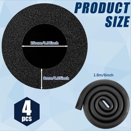 Pangda 4 Pcs 6 ft 1 Inch ID Foam Pipe Insulation Tubing, Black Pool Noodle, Black Foam Tube Cover for Ac Line Set, HVAC Insulation, Water Line Protection, Gym Handle Padding