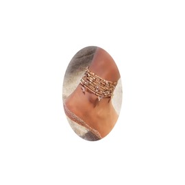 Multi Layered Butterfly Beaded Anklet Bohemian Style Foot Chain Bracelet Jewelry Adjustable Ankle Bracelets for Women and Girls (bead)