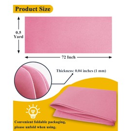 Pink Felt Fabric 72" X 18"(Half Yard) Large Felt Sheets Stiff Craft Felt by The Yard for DIY Crafts Letter Coaster Flower Ornament Sewing Party Decoration Christmas Supplies Nonwoven (Pink)