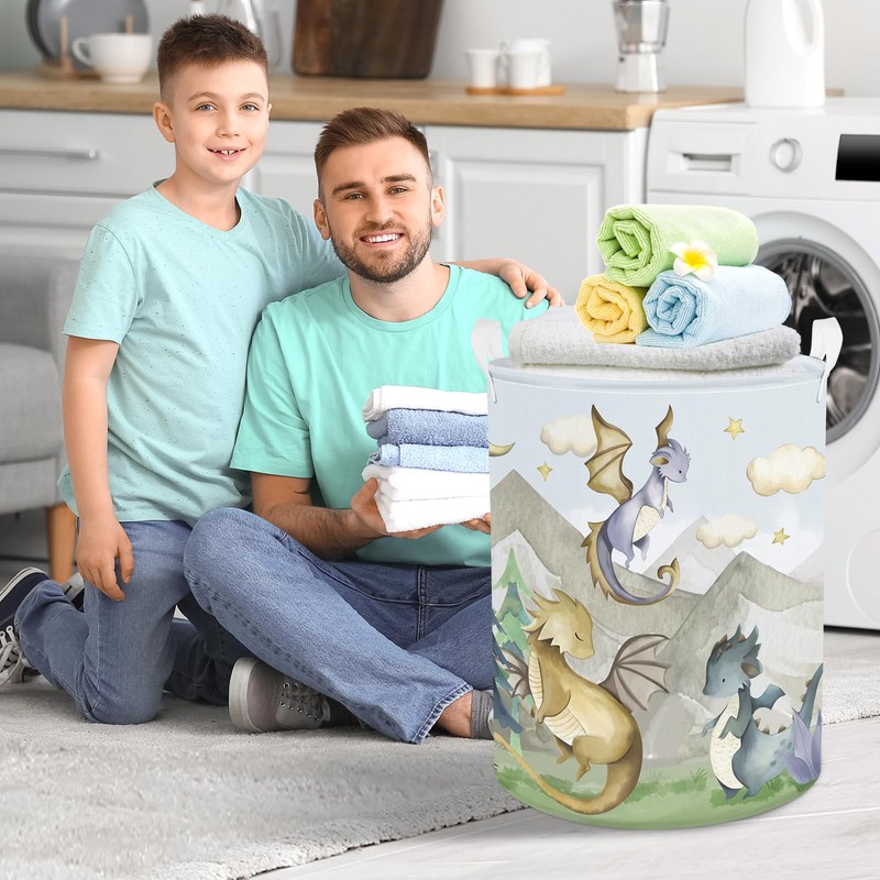 Clastyle 45L Kids Cute Dragon Nursery Hamper Mountain Tree Dirty