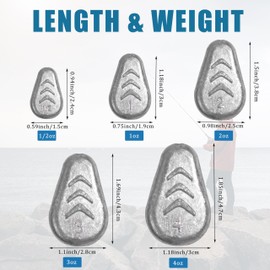 No Roll Sinker Fishing Weights No Snag Flat Inline Sinker Weights Slip Sinkers Weights for Surf Fishing Catfish Rigs Saltwater Freshwater (5pcs 3oz)