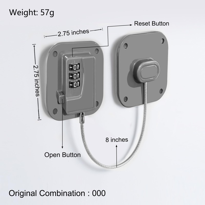 Refrigerator Lock, Heavy Duty Fridge Lock, Combination Lock for Refrigerator
