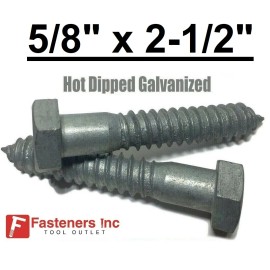 Fasteners Inc. (Choose Qty) 5/8" x 2-1/2" Hot Dipped Galvanized Hex Head Lag Bolt Screw HDG - 175