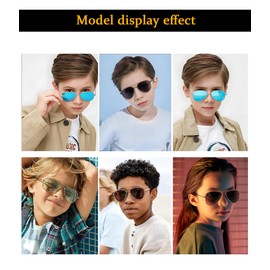 EYLRIM Kids Small Polarized Aviator Sunglasses for Boys and Girls, 52MM UV400 Protection Lens(A7 Gold/Brown)
