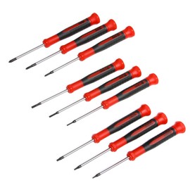 EFFICERE Juego de destornilladores de precisión de 9 piezas | Phillips #0, #00, #000 | Plano de 1,5 mm, 2,0 mm, 2,5 mm | Torx T5, T6, T7 | Eje de acero chapado en cromo vanadio duradero, punta