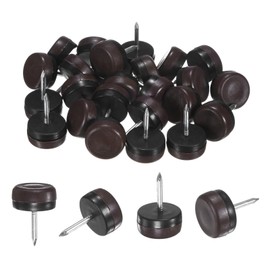 M METERXITY 24-Pack Furniture Sliders, 0.8" Nail-on Chair Leg Protectors for Hardwood Floors/Table/Chair/Wooden Floors, Furniture Glides [Brown]
