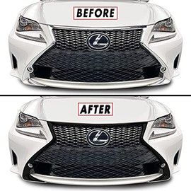 SlickMod Chrome Delete Blackout Vinyl Overlay for 2015-2018 Lexus RC Front Grill wFoglight Trim (Front Grill, Satin Black)