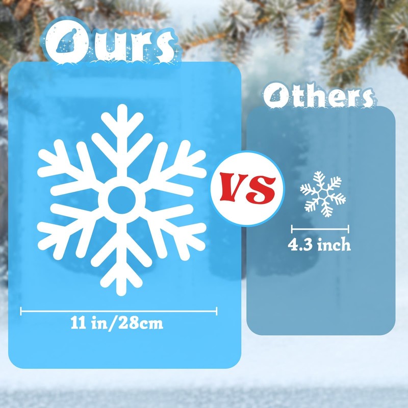 Extra Large Snowflake Window Clings Christmas Decorations, White Snowflakes Clings