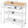 Topeakmart Rolling Kitchen Island Cart with Storage & Bamboo Worktop,