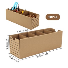 Lxmxgk Parts Bins with Dividers, Cardboard Storage Boxes, Pantry Organizer Boxes, Parts Bins Organizer for Shop, Kraft Cardboard Storage Bins for Shelves Classroom Garage Office Organization (20)