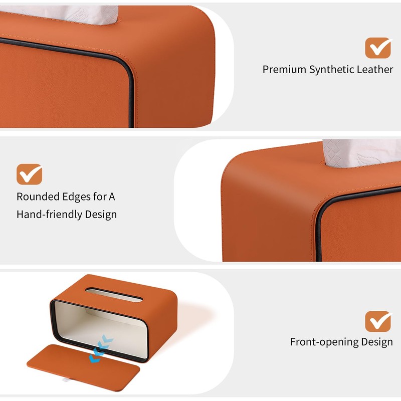 GORESE Tissue Box, Leather Rectangular Cosmetic Tissue Box, Paper Tissue