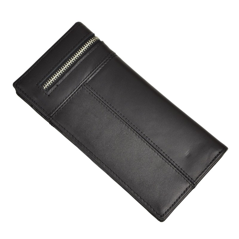 Le'aokuu Mens Genuine Leather Organizer Checkbook Card Case Bifold Wallet