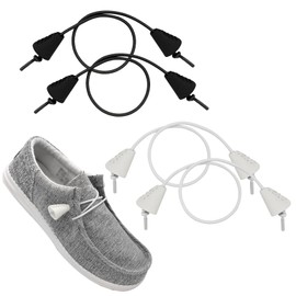 UamGlsob 2Pairs Elastic Shoelaces for Shoes, No Tie Bungee Stretchy Shoe Laces,Shoe Strings Replacement Stretch Laces (Black+White, 10"/25cm)