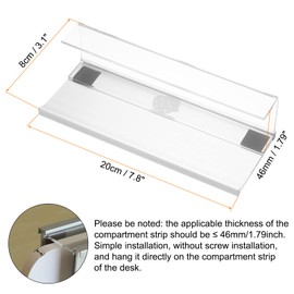 PATIKIL 7.8 x 3.1inch Glass Cubicle Aluminum Name Plate Holder,Hanging Type Single Side 46mm Glass Track for Desk Screen Office Sign Holder