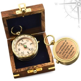 ANTIQUANA The Dream Chaser Compass in Wooden Box - Graduation Gifts for Him, Birthday Gifts for Men, Son, Husband - Inspirational, Motivational, Christmas, 2024 Unique Office Decor