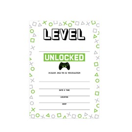Canopy Street Level Up Gamer Birthday Party Invitations / 25 Fill In The Blank Video Game Themed Party Invites With Envelopes / 5" x 7" Player Event Invitation