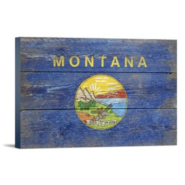 Lantern Press Rustic Montana State Flag, (12x18 Wrapped Canvas, Wall Decor, Artwork)