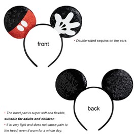 CHuangQi Mouse Ears Headband, Double-sided Sequins, Glitter Hair Band for Birthday Party, Holiday Dresses & Cosplay For Unisex Children