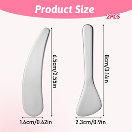 JJUNW Pack of 2 Cosmetic Spatulas, Stainless Steel Small Cosmetic Spatula, Cosmetic Spatula, Reusable Mini Metal Makeup Spatula for Face Cream, Face Mask, Lotions, Moisturising Cream (Silver 1)