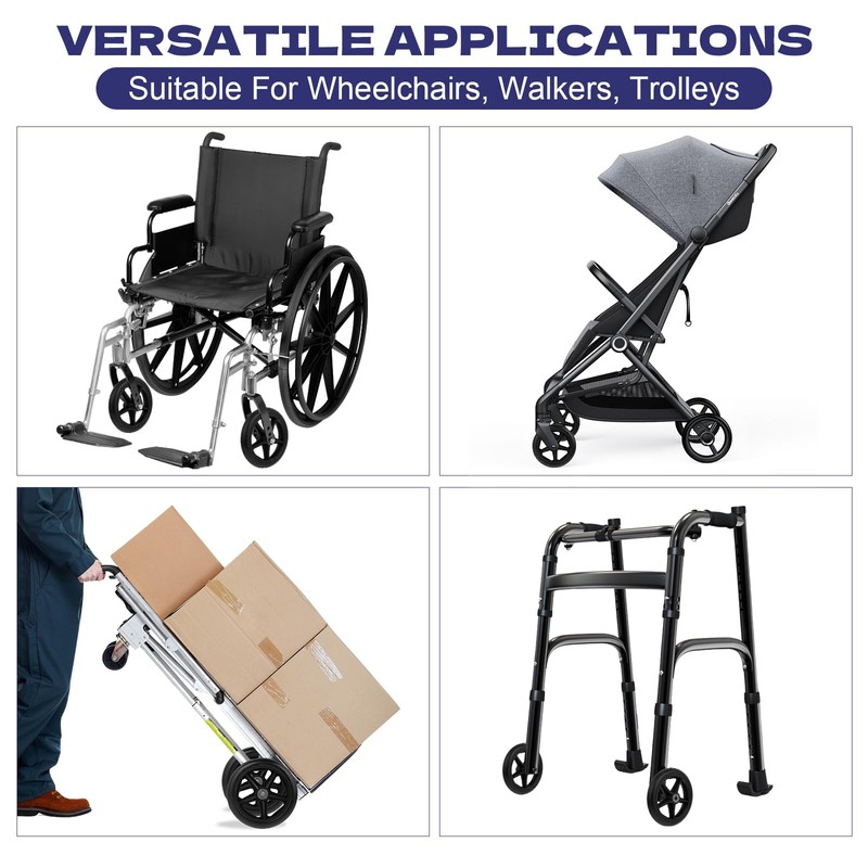 4PCS Rubber Wheel Replacement, 6 Inch Wheelchair Wheels for Walkers,Rubber