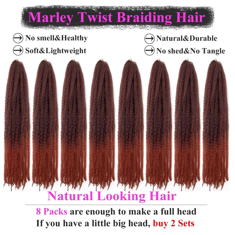 Marley Twist BraidIng Hair, Cuban Twist, 18 In,8 Packs,1B/350