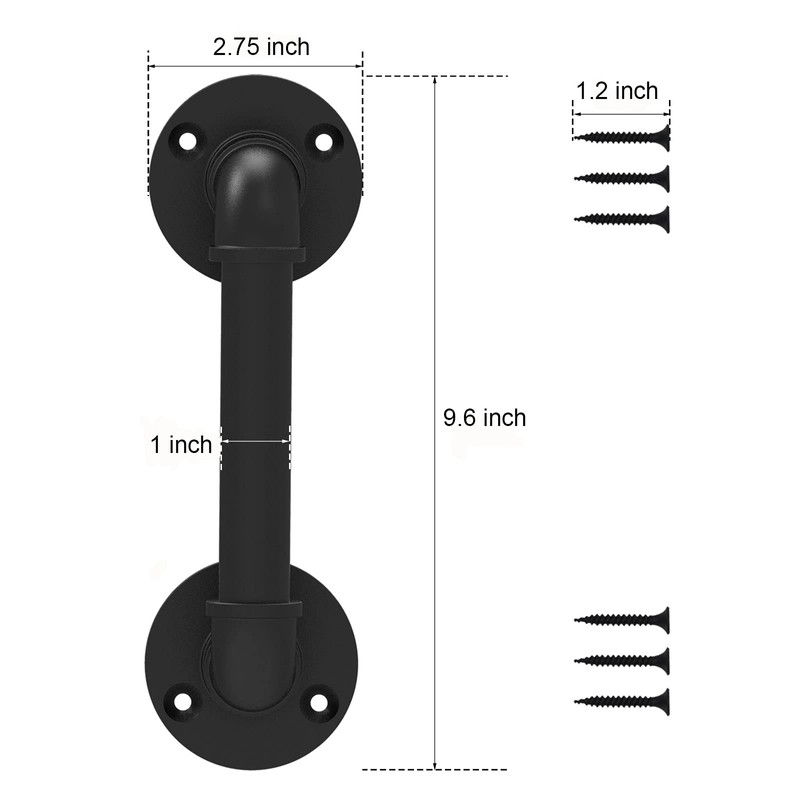 TOIMIOTOIM 9.6" Pipe Barn Door Pull Handle Black Rustic Industrial