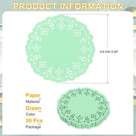 sourcing map 50pcs Paper Doilies, 3.5 Inch Lace Paper Doilies, Disposable Paper Placemats for Cakes Table Plate Crafts Party Weddings Tableware Green