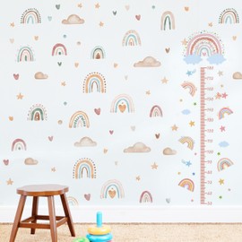 Height Growth Chart, Height Measure Growth Ruler Wall Decals, Rainbow Growth Height Chart Rainbow Wall Stickers Measure Stickers for Nursery Bedroom Living Room Wall Art