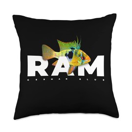 JRRTS German Blue Ram Cichlid Aquarium Fish Keeper Throw Pillow, 18x18, Multicolor