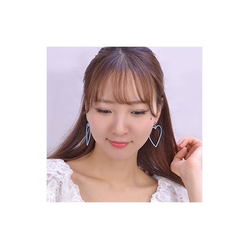 Paris Kids Earrings Heart Color Frame Red Pink Blue Yellow