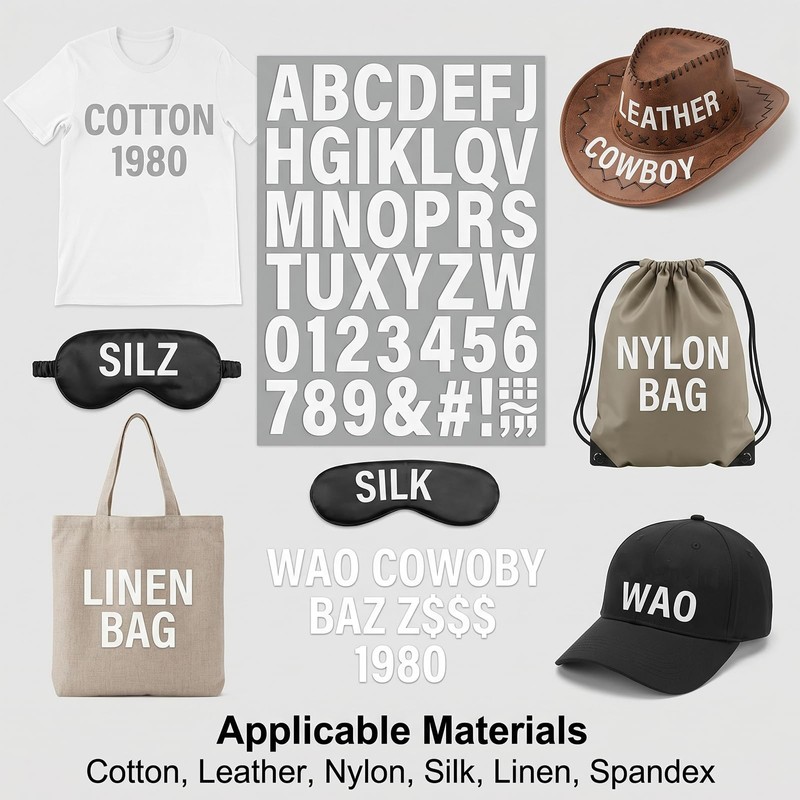 HJZHII 10Sheets White Iron on Letters for Clothing
